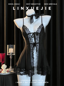 Đồ Ngủ Ren Gợi Cảm Lin Sister Deep V Hollow out Lace Nightgown Women Ice Silk Backless Date Uniform Chemise Lingerie Nightdress