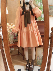 Bl * Epop Phong Cách Pháp Váy Gió Thông Thường Cho Nữ Tay Dài Và Nơ Ruy Băng Chi Tiết Mùa Thu May Đơn