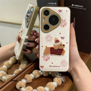 ZPOU Huawei Pura70 Pro+ Phone Case Full Cover Embroidered Cushion Leather Womens Style Creative Cartoon Firework Dog Leash Protective Cover