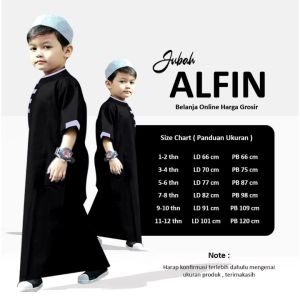 JUBAH ANAK LAKI-LAKI MODEL ALFIN WARNA HITAM FREE PECI/ BAJU KOKO/GAMIS ANAK