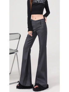 WANGGONGZHU | American Style Low Waist Flared Casual Pants Women Spring Autumn New Elegant Drape Straight Leg Suit Pants Floor Length Fashion