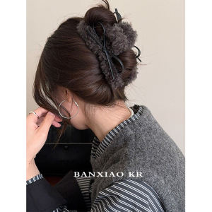 กิ๊บติดผมรูปฉลาม ผูกโบว์ผีเสื้อ สำหรับผู้หญิง ทรงหางม้า ฤดูใบไม้ร่วง/ฤดูหนาว กิ๊บติดผมแบบหนา ทรงหางม้า ตกแต่งผม แฟชั่นสุดเก๋