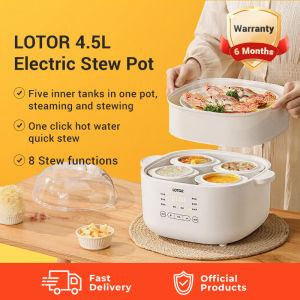 LOTOR 4.5L Electric Stew Pot Water-proof Stew Fully Automatic Ceramic Soup Stew Safety Electric Stew Pot Steamer /电炖锅电蒸锅