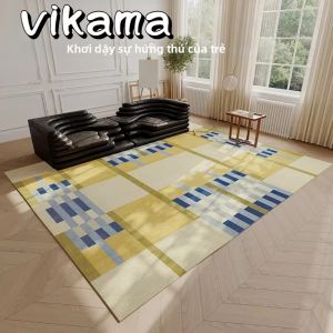 Vikamara Pha Lê Nhung Thảm Trải Sàn Có Thể Giặt Được Trang Trí Nhà Thảm Chống Trơn Trượt Chống Thấm Nước Họa Tiết Kẻ Sọc Cho Phòng Ngủ Sofa Bàn Cà Phê