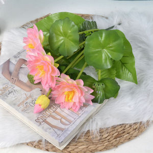 ช่อดอกไม้ปลอมดอกบัวประดิษฐ์ดอกบัวประดับตกแต่งบ่อเลี้ยงปลาดอกไม้ผ้าไหมงานแต่งบ้าน