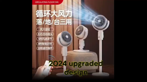 2024 Standing portable rechargeable Circulating outdoor desktop Floor standing Fan With Strong wind 5 level speed/remote control