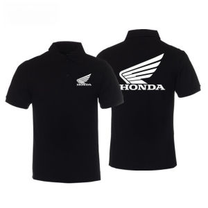 Honda Mens and Womens Polo Shirts Golden Wing Motorcycle Locomotive Summer Versatile Riding Short-sleeved Racing T-shirt