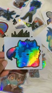 Stiker Hologram Slime datte ken ukuran 8 cm