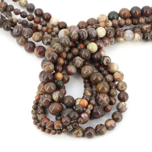 4 6 8 10mm Natural Round Stone Money Agate Crystals Loose Bead Flower Gemstone for Jewelry Making DIY Bracelet Needlework Crafts