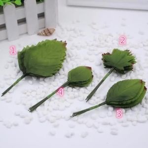 Hot Sale (12pcs/bunch) Green Leaves Artificial Flower For Wedding Decoration DIY Garland Rose Leaf Foliage Craft Fake Flowers