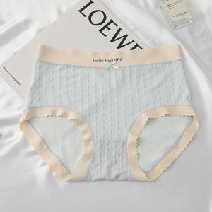 Plus Size Underwear Womens Fat mm 100.00Kg Pure Cotton High Waist Japanese Style Sweet Girl Cotton Thin Plaid Seamless Briefs