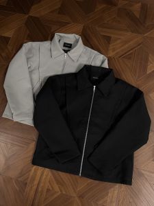 Mens Zipper Jacket Cleanfit Short Wide Practice Spring Summer Top Outerwear RTIMFD Fly Piece Hinge Deconstruction Shirt Collar