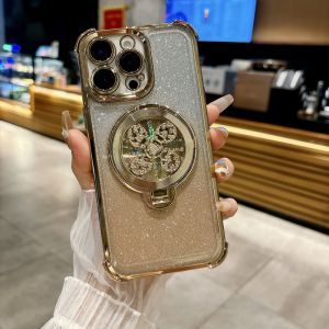 Foldable Gradient Color Anti-Fall Shockproof Phone Case with Stand for Apple iPhone 16 pro Max 15 pro 14 Lens Full Cover 13/12/11/X/XS Soft Shell