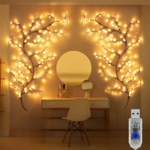 96LEDS Bendable Willow Vine Lights & 8Moeds Rattan Tree Decor