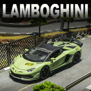 【Without box】1/24 Lamborghini Aventador SVJ 63 diecast car jianyuan Zinc Alloy Matel Light and Sound Birthday Gifts for Children Collection Pull Back Toys for Boys Hot Wheels Model Toys for 3 Years Old and above