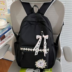 QIANRENSHI | Trendy Unique Girls Floral Embroidered Mint Green Backpack
