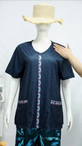 เสื้อผู้หญิงไทย สุขภาพหมู่บ้าน อาสาสมัครพยาบาลสวม ชุดพยาบาล มีกระเป๋า เสื้อคอวีอลูมิเนียมหลวม