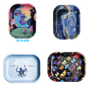 Cigarette Metal Rolling Tray 180*140MM Herb Smoking Accessories Kitchen Home Different Kind Tobacco TinPlate Storage Case