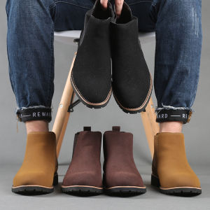 CHMOZYF Mens Chelsea Boots Retro British Style Fashionable Comfortable Anti-slip Leather Boots for All Seasons