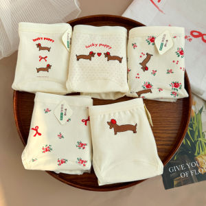 Antibacterial 7A Underwear Girls a Class Cotton Extended Crotch Red Cute Breathable Triangle Pants Daily Wear Comfortable Briefs