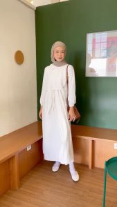 Gamis Wanita Terbaru Kekinian Viral Zafina Dress Bahan Crinkle Airflow Murah