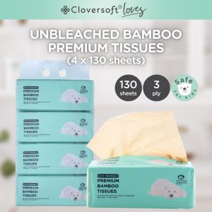 ❤️Cloversoft Official Unbleached Bamboo Facial Tissues 2| 3 Ply [Bundle of 4 packs]