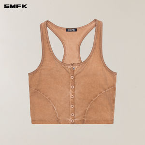 SMFK | Fading Hurricane Fitness Camisole with Button Closure Short Vintage Style Summer Women