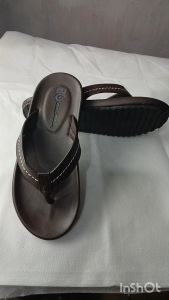 Sandal Jepit Bandung Casual Kulit Asli Warna Coklat dengan Slider Jahit