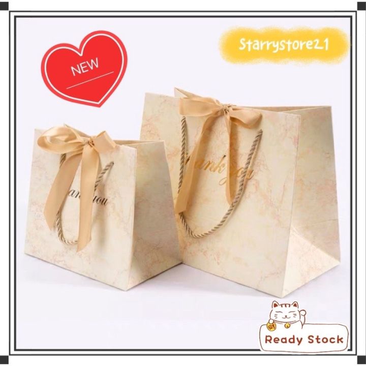 Thank You Premium Type Paper Bag with Ribbon (Horizontal) | Lazada
