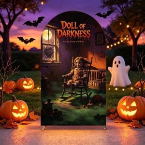 Phông Nền Hình Vòm Halloween Của VIKAMA Với Nhiều Họa Tiết - Biểu Ngữ Hình Bù Nhìn Bí Ngô Ma Quái Dùng Để Trang Trí Tiệc Chụp Ảnh Ngoài Trời Trong Sân Vườn