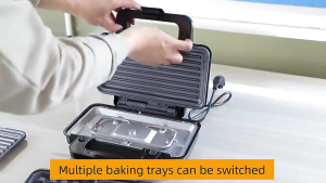 เครื่องปิ้งขนมปังแซนวิช Mini ขนาดเล็ก พกพาง่าย ไร้น้ำมัน Healthy Food กำลังไฟ 1000W แผ่นเทฟลอนเกรด A ปิ้งเร็วใน 2 นาที เหมาะสำหรับทำอาหาร Sandwich maker