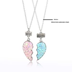 Birthday Gift Girls Necklace Friend Sister Duo Style Friendship Pendant Jewelry for Children Girls Fashionable Accessories