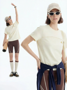 Cooling Sorona Short Crop Straight Shoulder T-shirt
