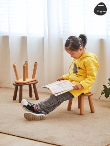 Childrens Wooden Stool Cherry Wood Laundry Stool Kindergarten Elementary School Student Black Walnut Original Wood Stool