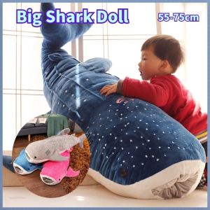 1pc 55/75cm Giant Big Size Funny Soft Shark Whale Plush Toy Stuffed Cute Animal Reading Pillow Appease