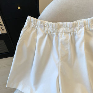 High Waist Wide Leg Short Casual Pants Elastic Waist Versatile Loose Fit Summer Korean Style Womens Discount Fashion Pants