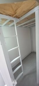 Loft bed with shelf +mattress customize singapore for helper room/L shape loft bed /helper room/unity/store room/bomb shelter