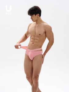 กางเกงชั้นในชายทรงสามเหลี่ยม UPRO ทรงสูง ทรงเอวสูง ผ้าฝ้าย สีชมพู สีขาว สีดำ แฟชั่นสบายๆ กางเกงขาสั้นชายผ้าฝ้าย