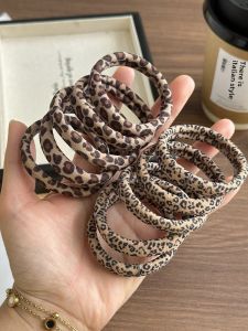 Non-Tightening Hair Band Autumn/Winter Japanese and Korean High Elasticity Seamless Leopard Print Rubber Band Towel Ring Women Does Not Hurt Hair Tie Ponytail Hair String