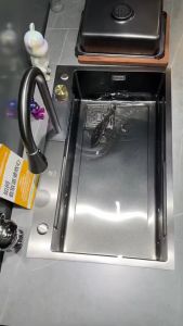 CHẬU THÁC Chậu Rửa Chén Bát CAO CẤP VÀ VÒI RÚT HIỆN ĐẠI CHẬU PHỦ NANO XÁM CHỐNG TRẦY N20 7546 KHAY VÀ THỚT và xả bồn rửa chén chậu rửa chén