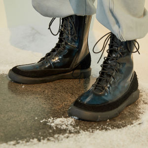 Leather Thick-soled Buckle Ankle Boots