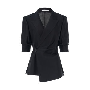 Elegant Breathable Black and White Fashionable Commuter Suit Jacket 3/4 Sleeves