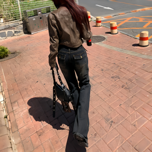 American Style Vintage Low Waist Bell Bottom Jeans Womens Slimming Stretchy Ultra Long Zipper Fly Denim Pants for Taller Women