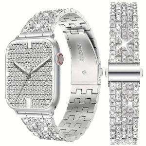 Shiny Womens Watch Band with Stainless Steel Buckle Compatible with iWatch 1 - 10 SE Ultra (38 - 49 mm) (Watch Not Included)