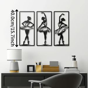 CIFbuy | CIFBUY 3 Piece Ballet Dancer Iron Wall Art Elegant Modern Metal Silhouette Sculpture Black Home Decor Ornament For Unique Gift