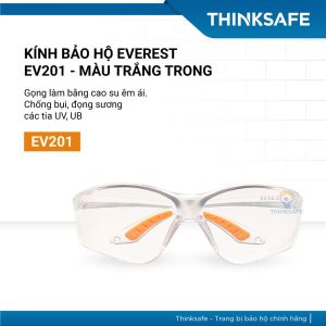 Kính chống bụi đi đường EV201-EV204 màu trắng/ đen/ tráng bạc chống bụi Chống tia UV kiểu dáng ôm khuôn mặt Kính bảo hộ chính hãng - Thinksafe