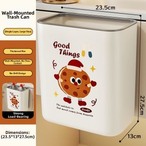 evesigar | Convenient Mounting Household Trash Bin No Lid Bend Free For Kitchen And Bathrooms
