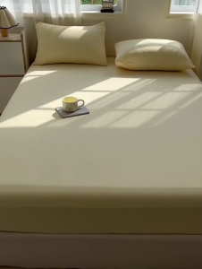 Premium Cotton Full Garterized Bedsheet Plain Color Soft Bed Sheet Mattress Cover