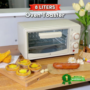 POWER PH 8L Electric Oven Toaster White Mini Oven Double Knobs Upper And Lower Heating Tubes Independent Temperature Control Compact Kitchen Oven