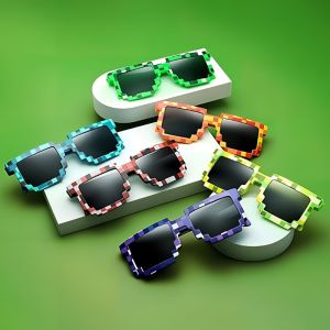 7Pcs Pixel Sunglasses Miner Party Retro Pixel Glasses for Adults Party Favors for Birthdays and Game Events Supplies